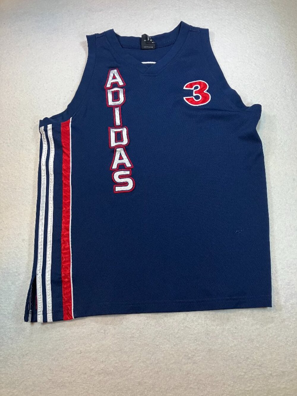Vintage Vibe adidas Basketball Jersey Navy Blue With Number 3 Mens L